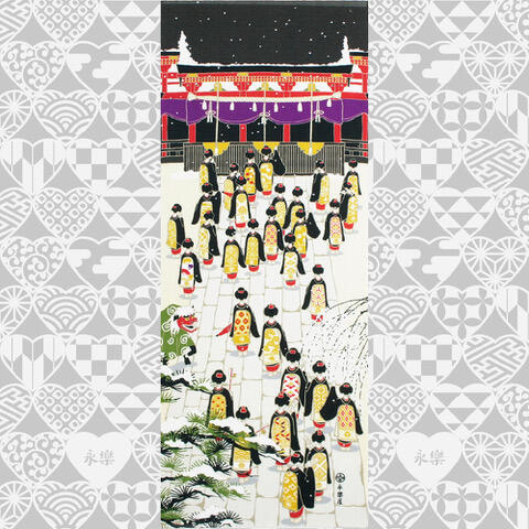 手ぬぐい「舞妓さんたちのお詣り」