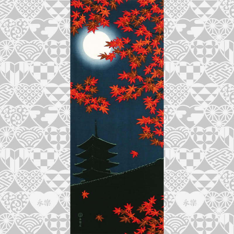 手ぬぐい「月夜の紅葉」